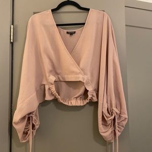 TOPSHOP Dusty Rose Crop Top w balloon sleeves sz4